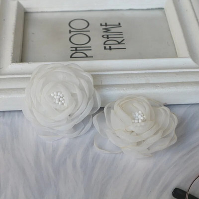 10PCS/Lot 5.5CM 3D organza šifon tkanina s jezgrom od umjetnog cvijeta ruže za vjenčanicu Dekoracija šešira DIY aplikacija za šivanje