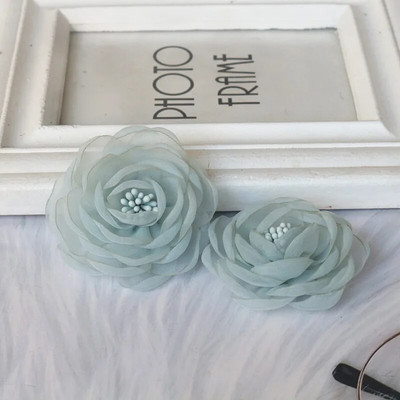 10PCS/Lot 5.5CM 3D organza šifon tkanina s jezgrom od umjetnog cvijeta ruže za vjenčanicu Dekoracija šešira DIY aplikacija za šivanje