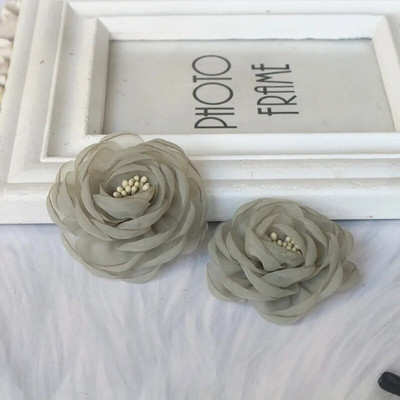 10PCS/Lot 5.5CM 3D organza šifon tkanina s jezgrom od umjetnog cvijeta ruže za vjenčanicu Dekoracija šešira DIY aplikacija za šivanje