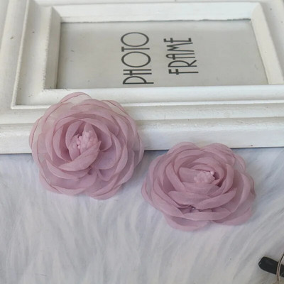 10PCS/Lot 5.5CM 3D organza šifon tkanina s jezgrom od umjetnog cvijeta ruže za vjenčanicu Dekoracija šešira DIY aplikacija za šivanje