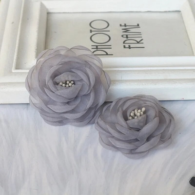 10PCS/Lot 5.5CM 3D organza šifon tkanina s jezgrom od umjetnog cvijeta ruže za vjenčanicu Dekoracija šešira DIY aplikacija za šivanje