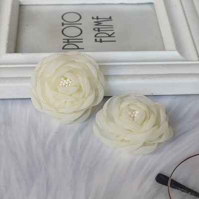 10PCS/Lot 5.5CM 3D organza šifon tkanina s jezgrom od umjetnog cvijeta ruže za vjenčanicu Dekoracija šešira DIY aplikacija za šivanje