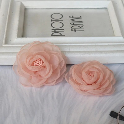 10PCS/Lot 5.5CM 3D organza šifon tkanina s jezgrom od umjetnog cvijeta ruže za vjenčanicu Dekoracija šešira DIY aplikacija za šivanje
