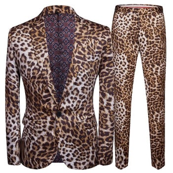 Ανδρικό Smooth Velvet Leopard Slim κοστούμι 3 τεμαχίων Σετ τζάκετ Παντελόνι Γιλέκο Υψηλής Ποιότητας Μπουκέτο Μόδα Πολυτελείας Παντελόνι Παντελόνι