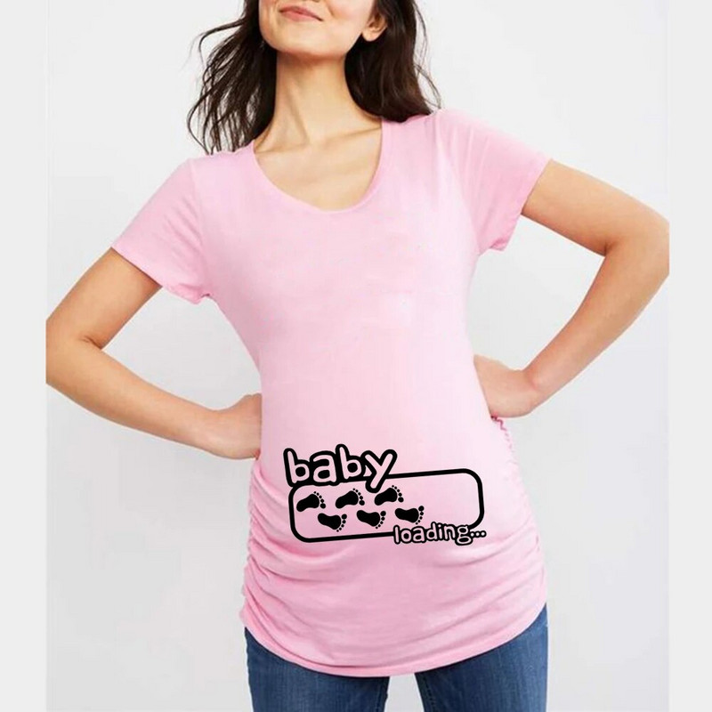 Drīzumā gaidāms mazulis Grūtnieču topi Baby Loading Grūtniecība T krekls Sievietēm Grūtnieces Drēbes Baby on Board Drop Shipping