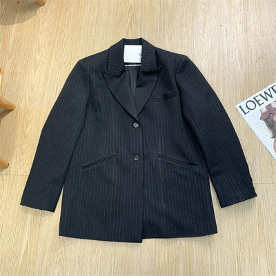 Getspring Ženski sako, kompleti hlača, jesen 2023., Prugasti prsluk bez rukava, jednoredno kopčanje, sako, široke hlače, kompleti od tri komada