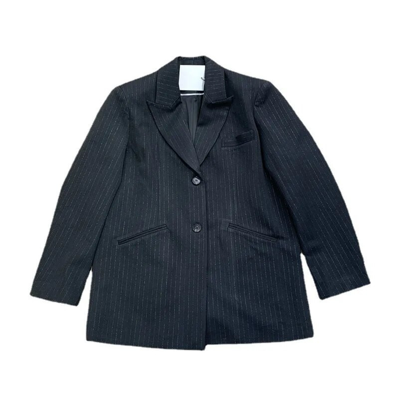 Getspring Ženski sako, kompleti hlača, jesen 2023., Prugasti prsluk bez rukava, jednoredno kopčanje, sako, široke hlače, kompleti od tri komada