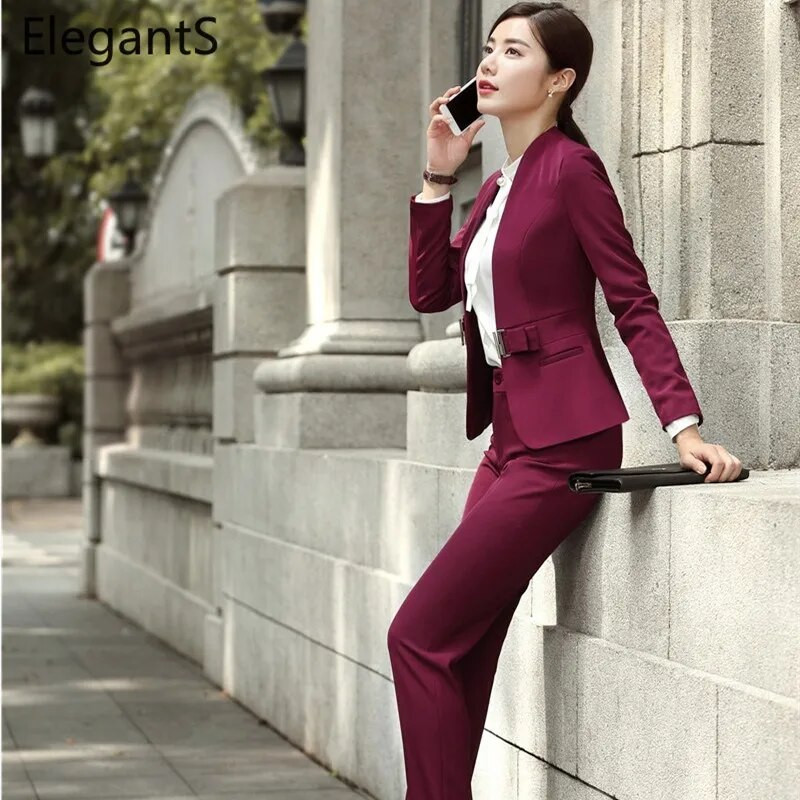 Uredska uniforma za 2023. Svečani komplet sakoa Elegantna odijela Ženska poslovna radna odijela s hlačama Ženski kompleti od 2 komada Modna odjeća Odjevna kombinacija