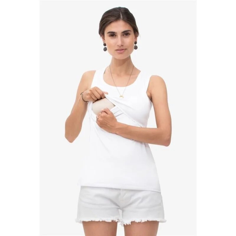 Καλοκαιρινό νέο μοντέρνο μπλουζάκι για έγκυες γυναίκες με ριγέ αμάνικο γιλέκο μπλουζάκια για θηλασμό μητρότητας