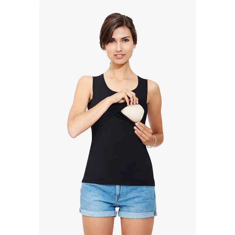 Καλοκαιρινό νέο μοντέρνο μπλουζάκι για έγκυες γυναίκες με ριγέ αμάνικο γιλέκο μπλουζάκια για θηλασμό μητρότητας