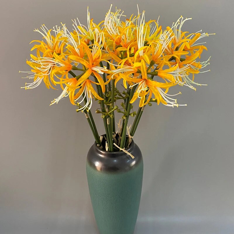 Művirág műanyag selyem napéjegyenlőség virágágak Vörös pókliliom higan bana szárak a virágos dekoratív manjusaka számára