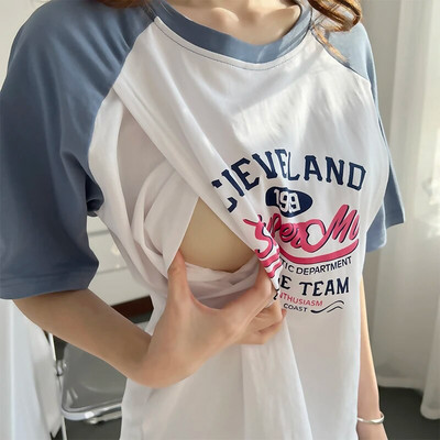 Pamučne bluze za dojenje za žene Udobne pamučne majice kratkih rukava za dojenje Ljetna odjeća za trudnice 5077