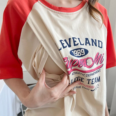 Pamučne bluze za dojenje za žene Udobne pamučne majice kratkih rukava za dojenje Ljetna odjeća za trudnice 5077