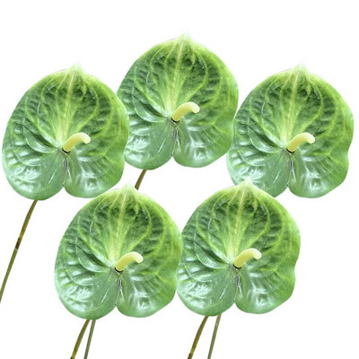 5 gab. Mākslīgais zieds Real Touch Anthurium Lotus Wedding Bride Viltus puķu augs DIY Party Ziemassvētku mājas dekorēšanas aksesuāri