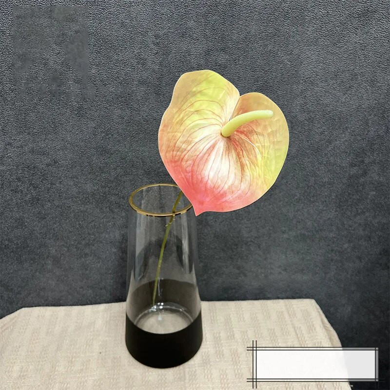 5 gab. Mākslīgais zieds Real Touch Anthurium Lotus Wedding Bride Viltus puķu augs DIY Party Ziemassvētku mājas dekorēšanas aksesuāri