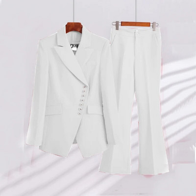 Šik i elegantan ženski komplet hlača s kosim prsima Sakoi na rever za ženske komplete Odijelo + hlače 2-dijelni set Luksuzno žensko odijelo