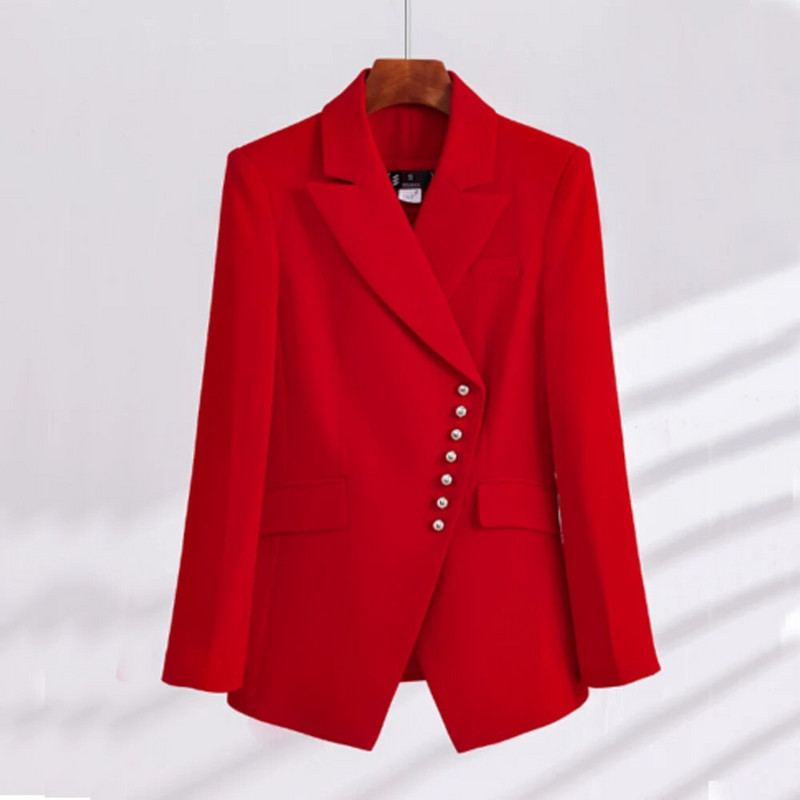 Šik i elegantan ženski komplet hlača s kosim prsima Sakoi na rever za ženske komplete Odijelo + hlače 2-dijelni set Luksuzno žensko odijelo