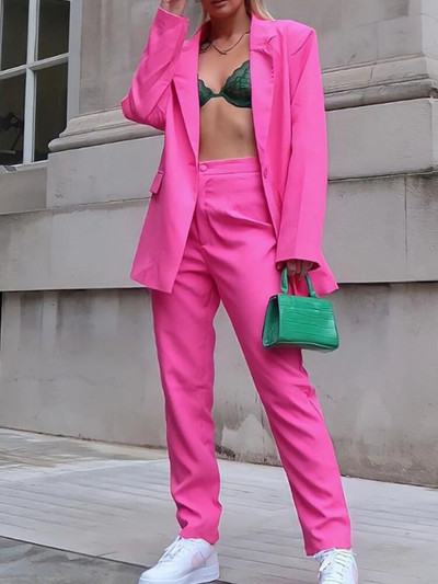 TPJB Žensko ljetno elegantno odijelo s hlačama Uredska ženska ležerna poslovna dvodijelna jakna Ženska modna formalna vintage odjeća