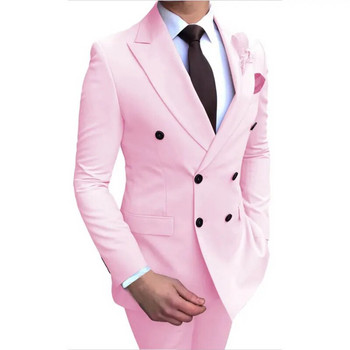 2023 Моден нов мъжки тънък бутиков двуреден едноцветен сватбен костюм Sina 2 бр. Комплект рокля Блейзъри Яке Панталони Панталони