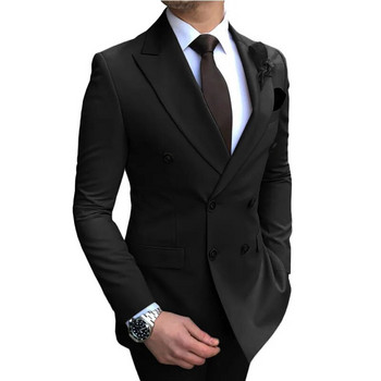 2023 Моден нов мъжки тънък бутиков двуреден едноцветен сватбен костюм Sina 2 бр. Комплект рокля Блейзъри Яке Панталони Панталони