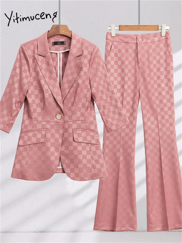 Yitimuceng karirana odijela za žene 2023, nova modna ljetna uredska dama, sako s jednim gumbom, šik komplet hlača visokog struka, 2 komada