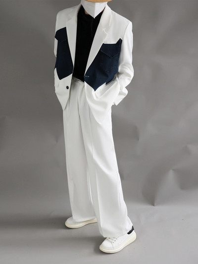 Getspring sieviešu žakešu bikšu komplekti 2023. gada rudens krāsai atbilstošs bleizera mētelis ar augstu vidukli, brīvas, garas platas bikses, divu gabalu komplekti jauni