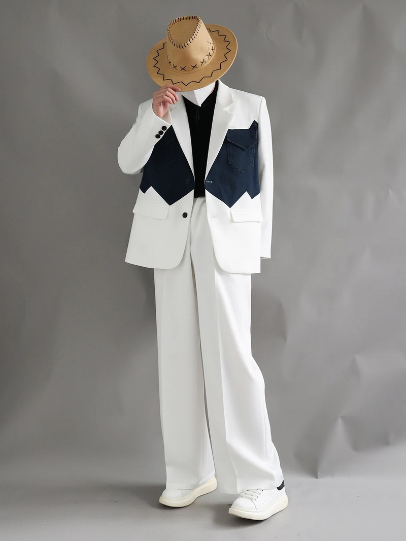 Getspring sieviešu žakešu bikšu komplekti 2023. gada rudens krāsai atbilstošs bleizera mētelis ar augstu vidukli, brīvas, garas platas bikses, divu gabalu komplekti jauni