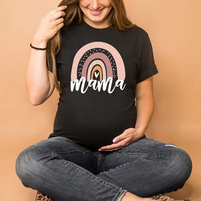 Nordic Rainbow Mama Apdrukāts Grūtnieču T krekls Grūtnieču krekls ar īsām piedurknēm Grūtniecības paziņojuma krekls Jauns Mammas Tkrekli Apģērbs
