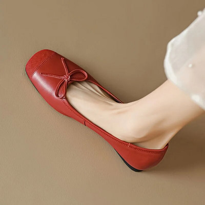 Nove ženske ravne balerinke od srebrne zlatne boje, svečane cipele s četvrtastim prstima, svečane cipele s leptir mašnom i leptir-mašnom, Princess balerinke, balerinke, proljeće jesen 1472N