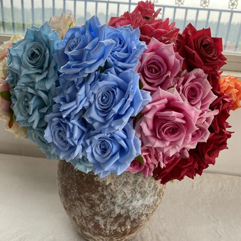 Δέσμη τεχνητών τριαντάφυλλων Μεταξωτές ψεύτικα λουλούδια Διακόσμηση γάμου Προσομοίωση Λουλούδι Διαμάντι Κόκκινο Μπλε Τριαντάφυλλο Ξενοδοχείο Διακόσμηση Κήπου