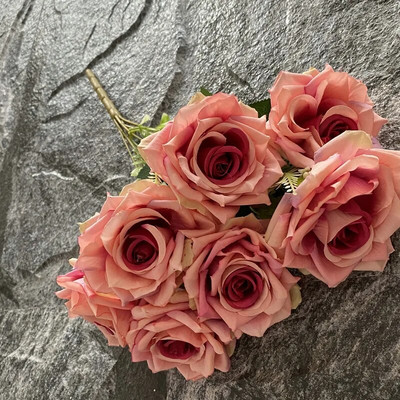 Svežanj umjetnih ruža Svileno lažno cvijeće Dekoracija vjenčanja Simulacija cvijeta Dijamant Crvena Plava ruža Hotelska vrtna biljka