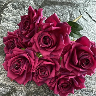 Svežanj umjetnih ruža Svileno lažno cvijeće Dekoracija vjenčanja Simulacija cvijeta Dijamant Crvena Plava ruža Hotelska vrtna biljka