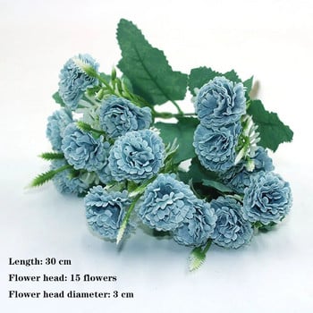 Μπλε 1 μάτσο τεχνητά λουλούδια, μεταξωτά τριαντάφυλλα, παιώνιες, ορτανσίες, χρυσάνθεμα, διάφορα διακοσμητικά γαμήλιας δεξίωσης στο σπίτι