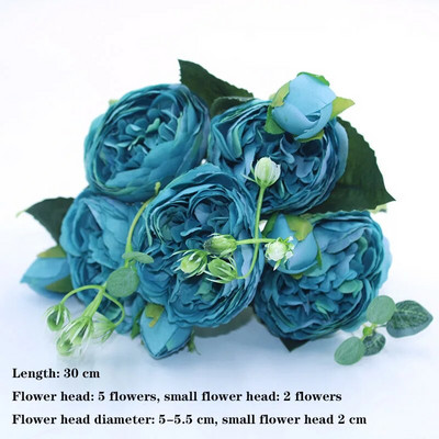 Zils 1 ķekars mākslīgo ziedu, zīda rozes, peonijas, hortenzijas, krizantēmas, dažādi mājsaimniecības kāzu svinību dekori