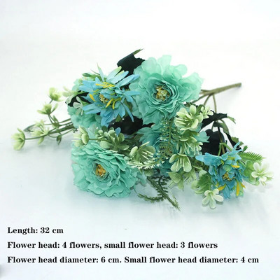 Zils 1 ķekars mākslīgo ziedu, zīda rozes, peonijas, hortenzijas, krizantēmas, dažādi mājsaimniecības kāzu svinību dekori