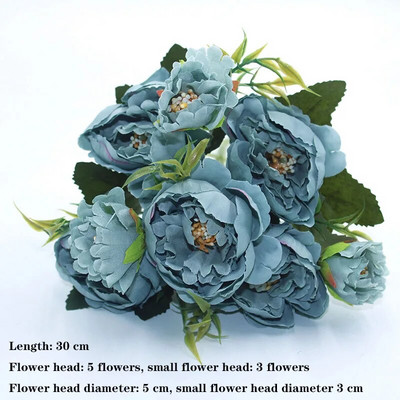 Zils 1 ķekars mākslīgo ziedu, zīda rozes, peonijas, hortenzijas, krizantēmas, dažādi mājsaimniecības kāzu svinību dekori