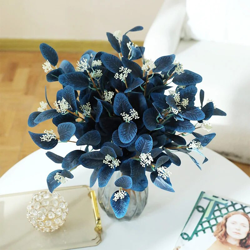 Umjetno lišće eukaliptusa Stabljike Lažna lažna biljka Svileni ovalni listovi eukaliptusa Grane za kućne zabave Ukrasi vjenčanja Cvijet