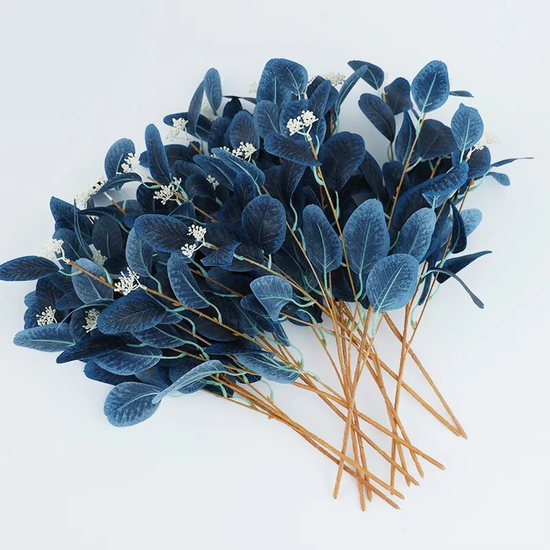 Umjetno lišće eukaliptusa Stabljike Lažna lažna biljka Svileni ovalni listovi eukaliptusa Grane za kućne zabave Ukrasi vjenčanja Cvijet