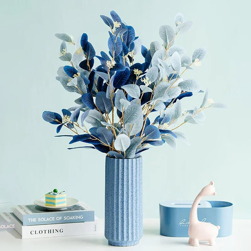 Umjetno lišće eukaliptusa Stabljike Lažna lažna biljka Svileni ovalni listovi eukaliptusa Grane za kućne zabave Ukrasi vjenčanja Cvijet