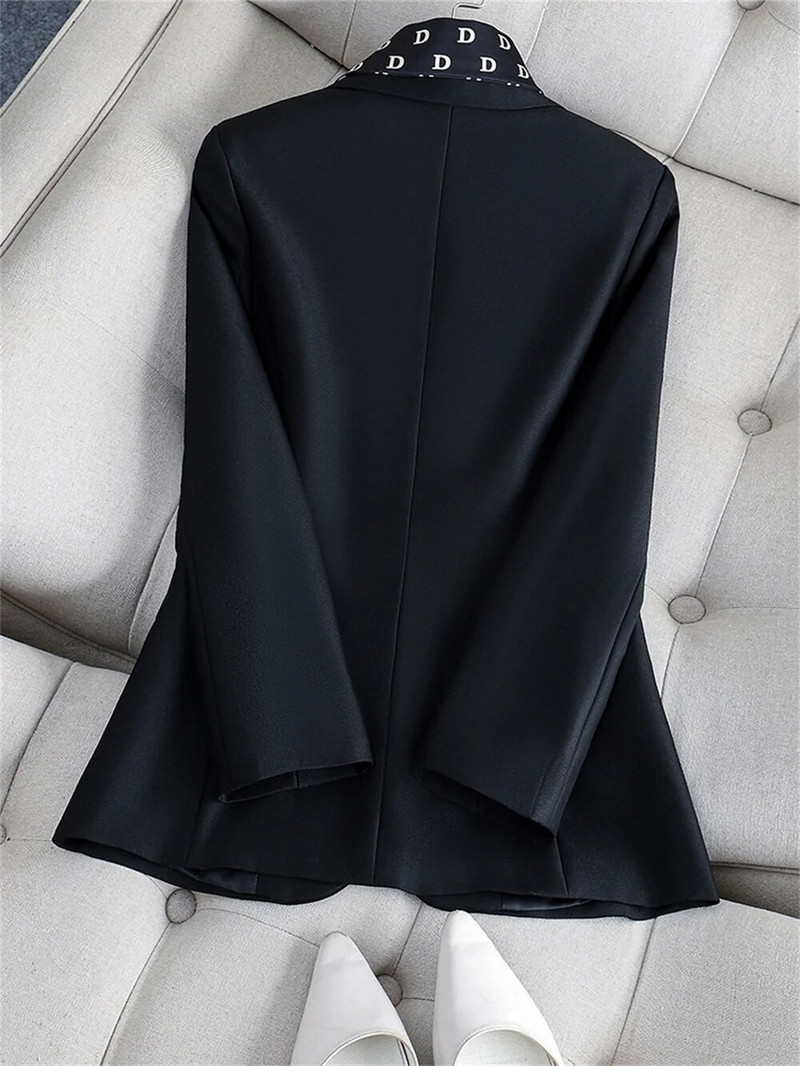 Ženski 2-dijelni komplet 2023 New Lady Coffee Crni odijelo dugih rukava sa šalom Elegantni formalni sako + hlače Poslovni komplet odijela