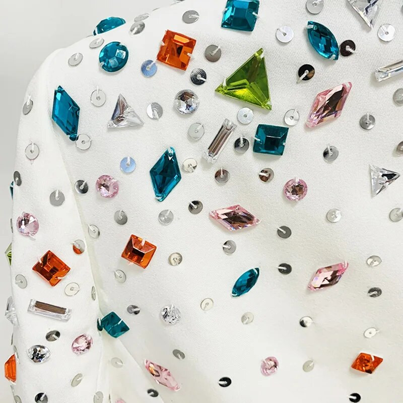 2023. Tanka ženska jakna s dijamantskim bljeskalicom s velikim perlama, blago prošireno odijelo s hlačama, dvodijelna večernja haljina, ženski blejzer