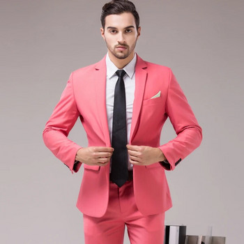 2023 Нови мъжки бутикови бизнес едноцветни костюми за сватбени домакини Панталони / Мъжки вечерни рокли Блейзъри Сако Панталони Комплект от 2 бр.