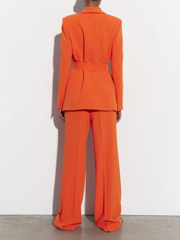 Elegantno odijelo s hlačama Ženski komplet od 2 dijela, smoking ovratnik, sako sa remenom, jakna, hlače širokih nogavica, modna kolekcija 2023. INKEO 3O049