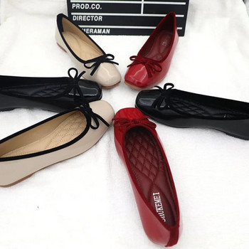 Дамски обувки в корейски стил, нови лачени обувки с квадратни пръсти с квадратни пръсти и ежедневни мокасини с плитка уста Дамски обувки с плоска подметка Дамски обувки