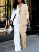 Modes, elegants divdaļīgs sieviešu komplekts, 2023. gada pavasara žaketes tērps ar garām piedurknēm + lietišķs ikdienas biroja bikškostīms