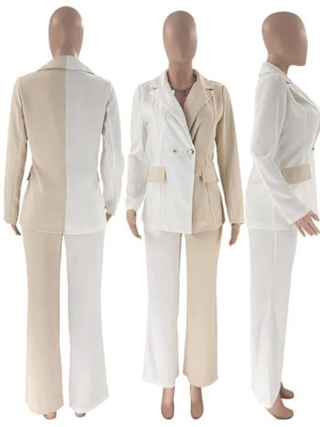 Κομψό σετ δύο τεμαχίων για γυναίκες 2023 Άνοιξη συνονθύλευμα μακρυμάνικο κοστούμι σακάκι + επαγγελματικό κοστούμι κάζουαλ παντελόνι γραφείου