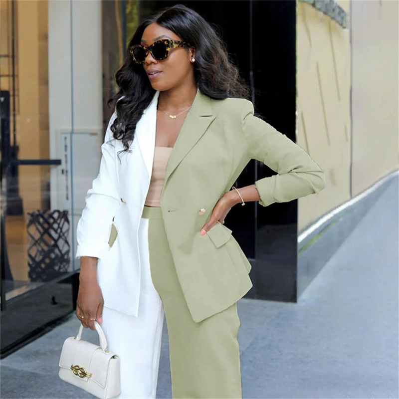 Elegantni ženski komplet hlača 2023. Novo u odjevnim kombinacijama Patchwork sako dugih rukava + komplet odgovarajućih hlača Svečana trenirka Dvodijelni set