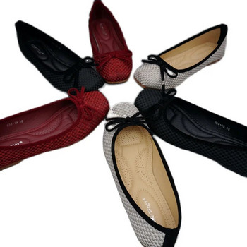 Νέα Ανοιξιάτικα φθινοπωρινά ρηχά γυναικεία επίπεδα παπούτσια Μαλακή σόλα ύφανση Παπούτσια βάρκας Ελαφρύ κόκκινο κόκκινο με κόμπο πεταλούδα Γυναικεία παπούτσια Loafers Γυναικεία
