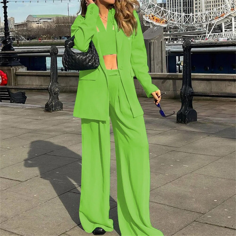 Ženski kompleti hlača 2023 Novo u proljeću Poslovni ležerni široki sako i hlače širokih nogavica Elegantni uredski ženski svečani komplet od 2 komada