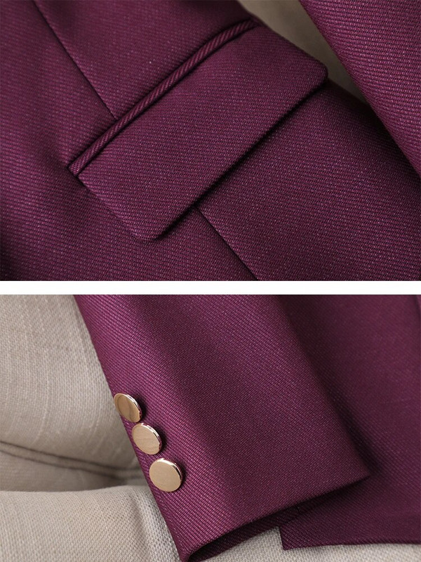 Sieviešu oficiālais žakete un bikškostīms sieviešu purpursarkana zila jaka bikses sieviešu darba apģērbs, 2 daļ.